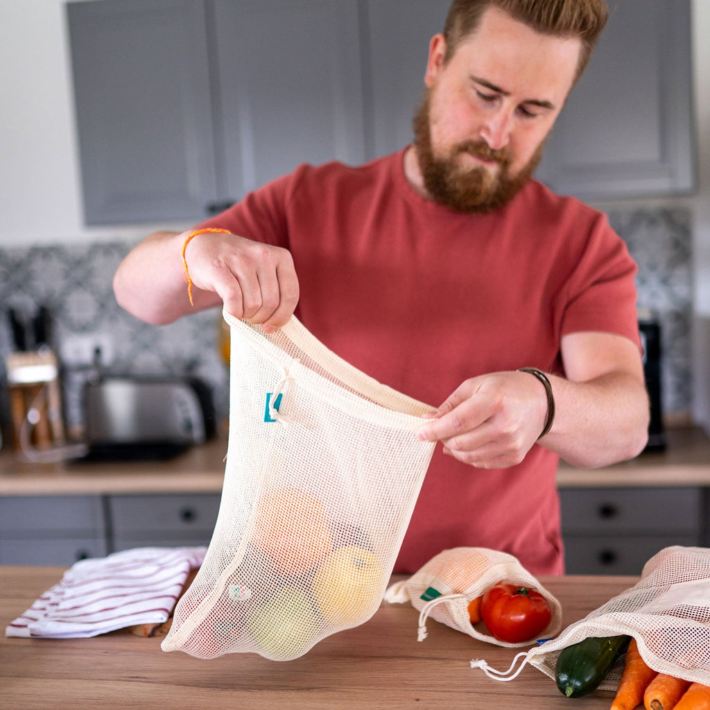 FRUITS AND VEGETABLES BAGS - 3 SHOPPING BAGS + 1 BREAD BAG